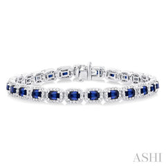ASHI Emerald Shape Gemstone & Halo Diamond Bracelet 76892PPFGSPWG-2.20