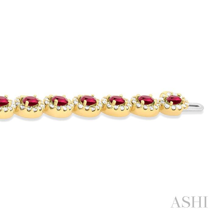 ASHI Oval Shape Gemstone & Halo Diamond Bracelet 76902PPFGRBYG-2.15