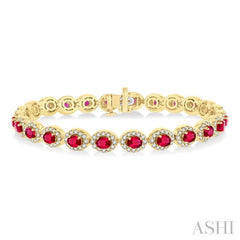 ASHI Oval Shape Gemstone & Halo Diamond Bracelet 76902PPFGRBYG-2.15