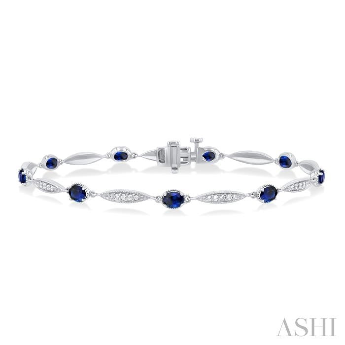 ASHI Oval Shape Gemstone & Diamond Bracelet 7698QPPTSSPWG