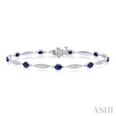 ASHI Oval Shape Gemstone & Diamond Bracelet 7698QPPTSSPWG