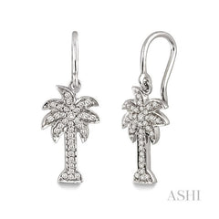 ASHI Palm Tree Diamond Fashion Earrings 63786PPFSERWG