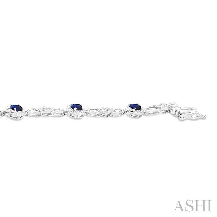 ASHI Oval Shape Gemstone & Diamond Fashion Bracelet 77060PPTSSPWG