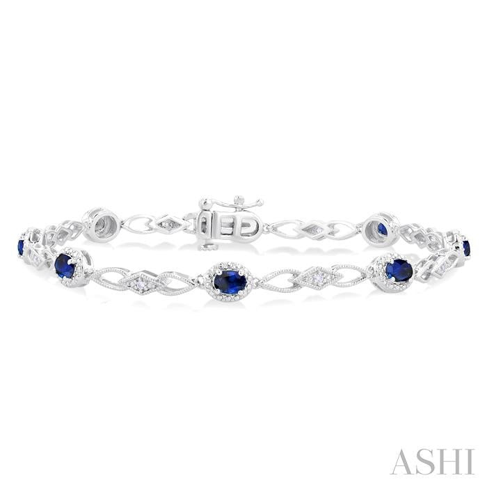 ASHI Oval Shape Gemstone & Diamond Fashion Bracelet 77060PPTSSPWG