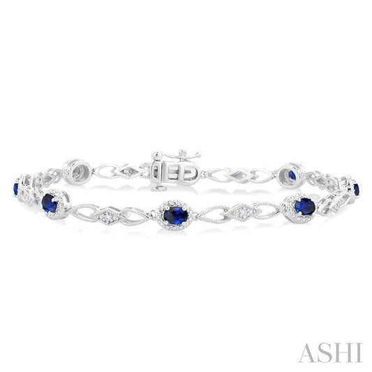 ASHI Oval Shape Gemstone & Diamond Fashion Bracelet 77060PPTSSPWG