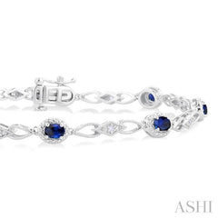 ASHI Oval Shape Gemstone & Diamond Fashion Bracelet 77060PPTSSPWG