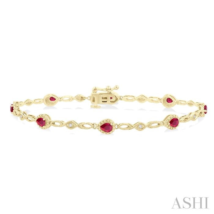 ASHI Pear Shape Gemstone & Diamond Fashion Bracelet 77070PPTSRBYG
