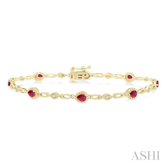 ASHI Pear Shape Gemstone & Diamond Fashion Bracelet 77070PPTSRBYG