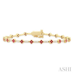 ASHI Clover Gemstone & Diamond Bracelet 7708HPPFGRBYG