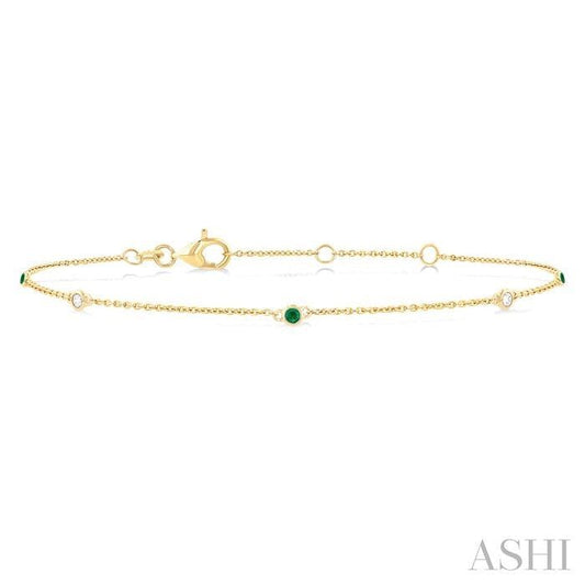 ASHI Alternate Gemstone & Diamond Station Chain Bracelet 77150PPFGEMYG