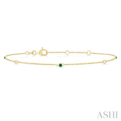 ASHI Alternate Gemstone & Diamond Station Chain Bracelet 77150PPFGEMYG
