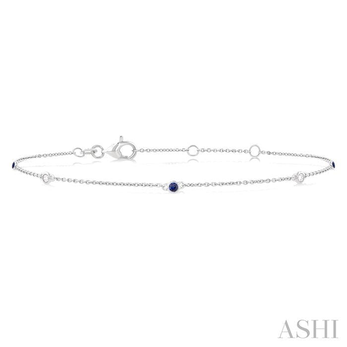 ASHI Alternate Gemstone & Diamond Station Chain Bracelet 77150PPFGSPWG