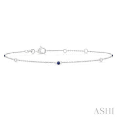 ASHI Alternate Gemstone & Diamond Station Chain Bracelet 77150PPFGSPWG