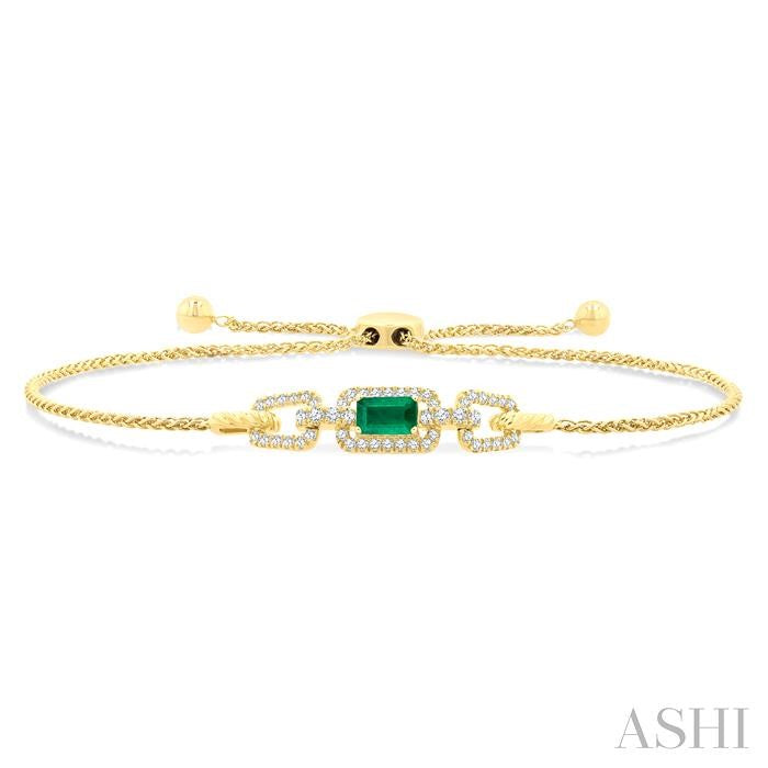 ASHI Emerald Shape Gemstone & Diamond Lariat Bracelet 7719QPPFGEMYG