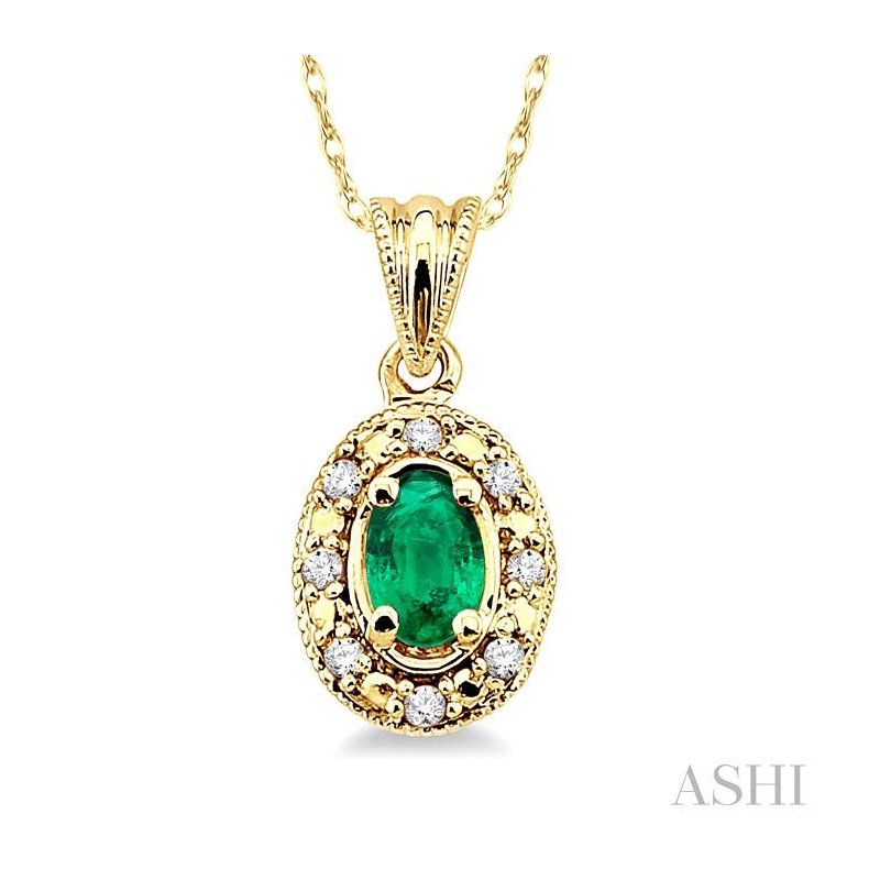 ASHI Oval Shape Gemstone & Diamond Pendant 58199PPFSPDEMYG