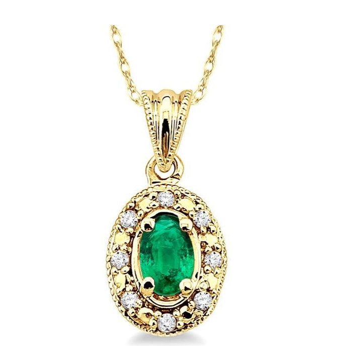 Parkplace Jewelers Oval Shape Gemstone & Diamond Pendant 58199PPFSPDEMYG