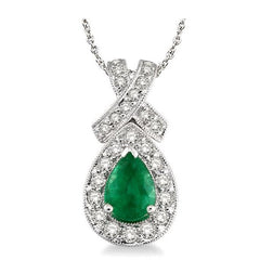Parkplace Jewelers Pear Shape Gemstone & Halo Diamond Pendant 58313PPFRPDEMWG