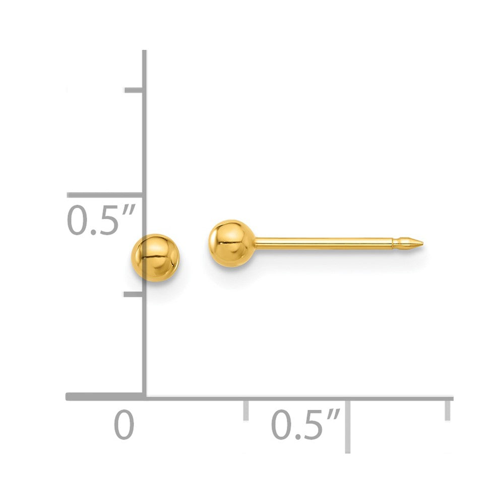 776E Inverness Stainless Steel 24K Gold-plated 3mm Ball Post Earrings