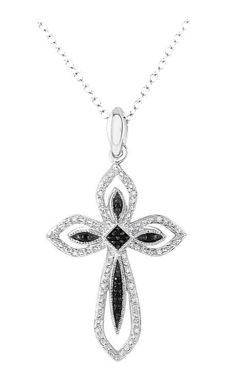 Parkplace Jewelers Silver Cross Black Diamond Pendant 86968PPSSSLPD