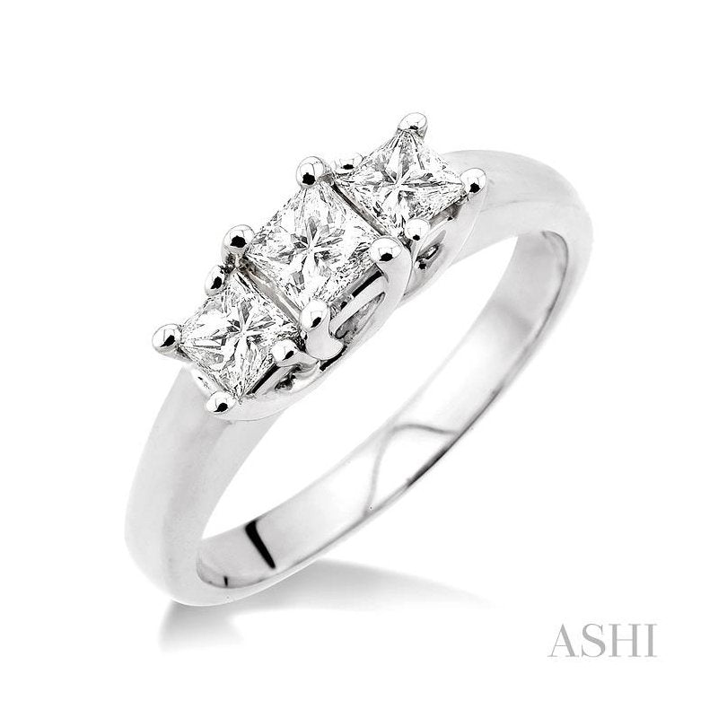 ASHI Princess Shape Past Present & Future Diamond Engagement Ring 35152PPFCW
