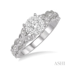 ASHI Round Shape Lovebright Diamond Engagement Ring 153C5PPFVWG-LE