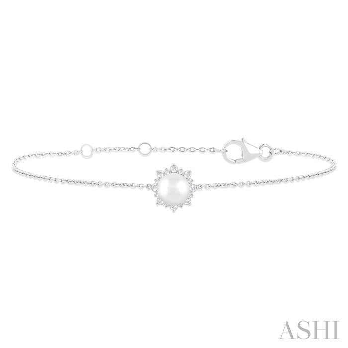 ASHI Pearl & Petite Halo Diamond Fashion Chain Bracelet 780Q0PPTSWPWG