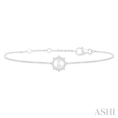 ASHI Pearl & Petite Halo Diamond Fashion Chain Bracelet 780Q0PPTSWPWG