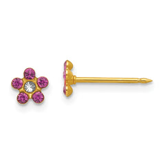 782E Inverness 14k February Purple Crystal Birthstone Flower Earrings