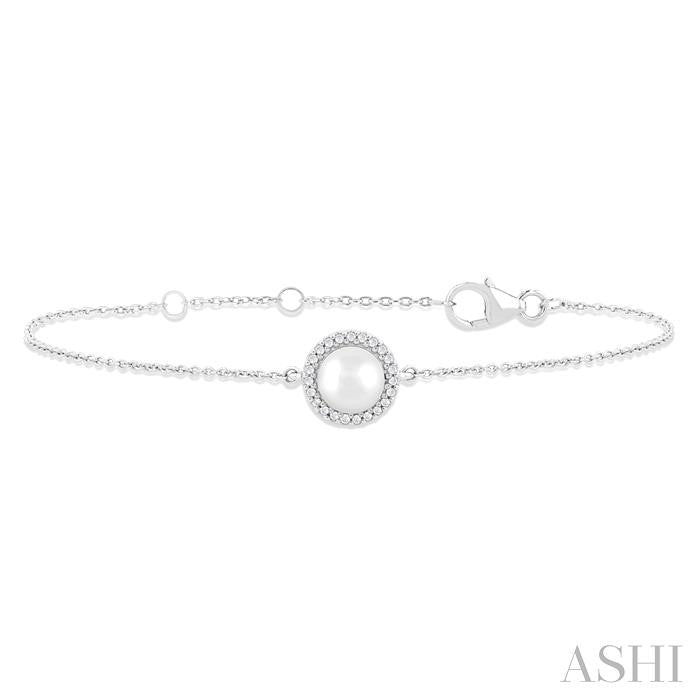 ASHI Pearl & Petite Halo Diamond Fashion Chain Bracelet 782Q0PPTSWPWG