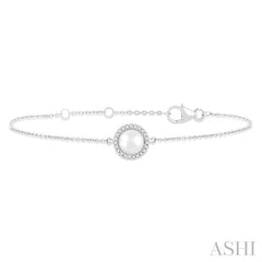 ASHI Pearl & Petite Halo Diamond Fashion Chain Bracelet 782Q0PPTSWPWG