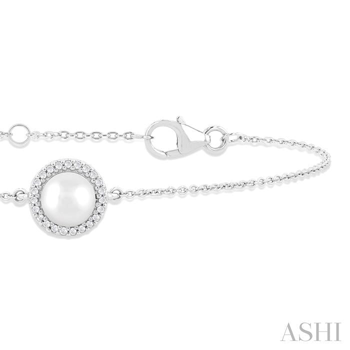 ASHI Pearl & Petite Halo Diamond Fashion Chain Bracelet 782Q0PPTSWPWG