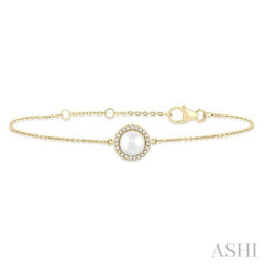 ASHI Pearl & Petite Halo Diamond Fashion Chain Bracelet 782Q0PPTSWPYG