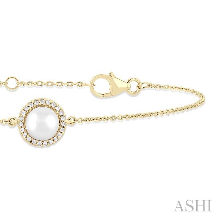 ASHI Pearl & Petite Halo Diamond Fashion Chain Bracelet 782Q0PPTSWPYG