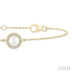 ASHI Pearl & Petite Halo Diamond Fashion Chain Bracelet 782Q0PPTSWPYG