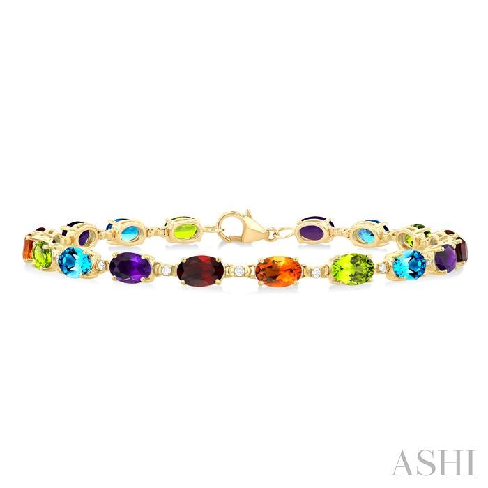 ASHI Oval Shape Gemstone & Diamond Bracelet 78310PPTGRNBYG