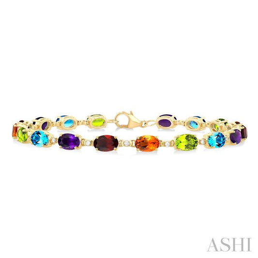 ASHI Oval Shape Gemstone & Diamond Bracelet 78310PPTGRNBYG