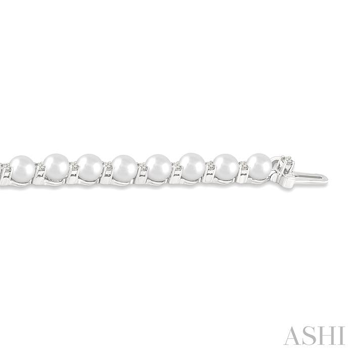 ASHI Pearl & Diamond Tennis Bracelet 784QVPPFGWPWG