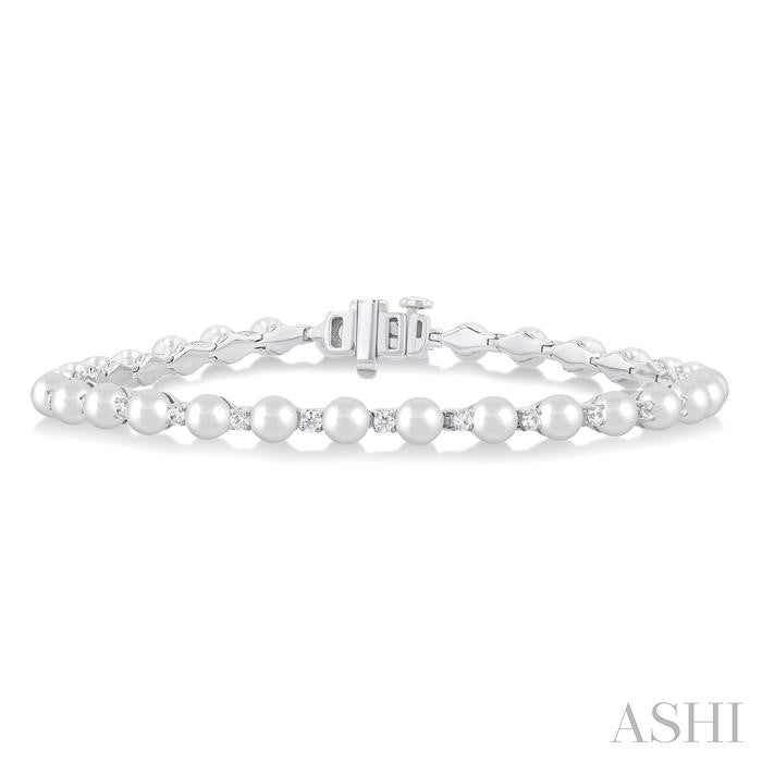 ASHI Pearl & Diamond Tennis Bracelet 784QVPPFGWPWG