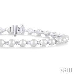 ASHI Pearl & Diamond Tennis Bracelet 784QVPPFGWPWG