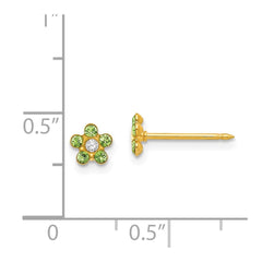 788E Inverness 14k August Lt Green Crystal Birthstone Flower Earrings
