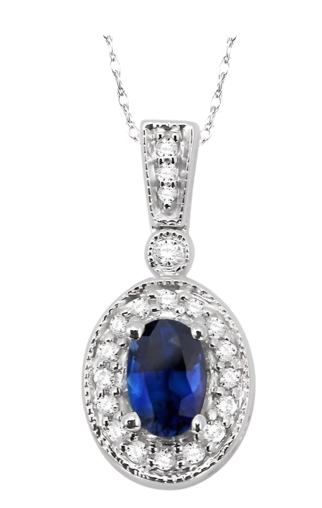 Parkplace Jewelers Oval Shape Gemstone & Halo Diamond Pendant 58348PPFNPDSPWG