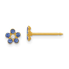 789E Inverness 14k September Blue Crystal Birthstone Flower Earrings