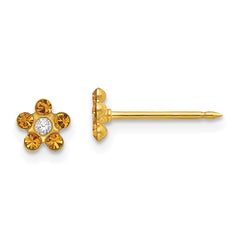 791E Inverness 14k November Yellow Crystal Birthstone Flower Earrings