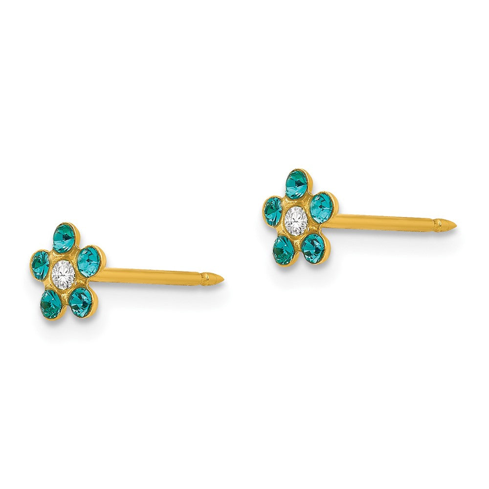 792E Inverness 14k December Blue Crystal Birthstone Flower Earrings