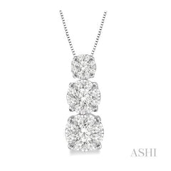 ASHI Round Shape Past Present & Future Lovebright Essential Diamond Pendant 910A3PPFVPDWG