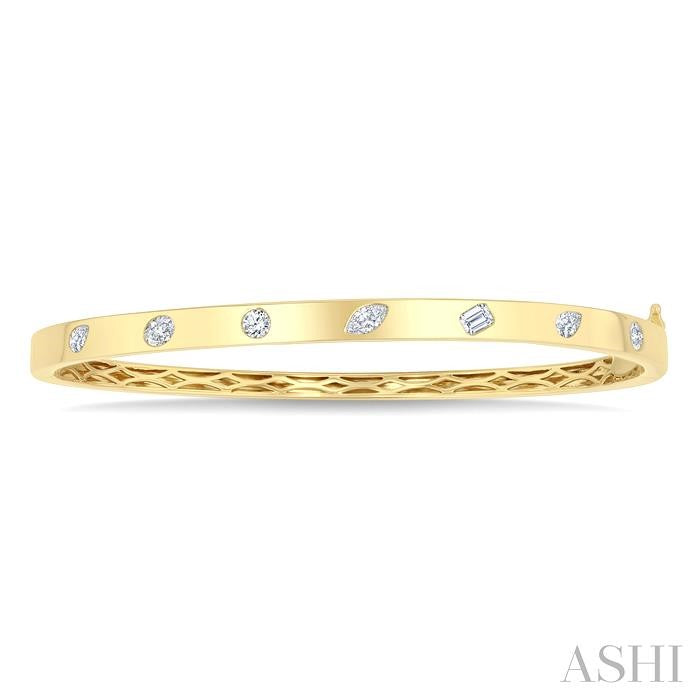 ASHI Mixed Shape Flush Bezel Set Diamond Fashion Bangle 796GVPPFGYG