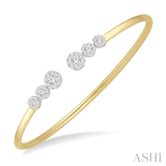 ASHI Stackable Round Shape Lovebright Diamond Open Cuff Bangle 797BVPPFGYW