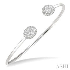 ASHI Stackable Oval Shape Halo Lovebright Essential Diamond Open Cuff Bangle 7987HPPFGWG