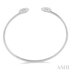 ASHI Stackable Oval Shape Halo Lovebright Essential Diamond Open Cuff Bangle 7987HPPFGWG