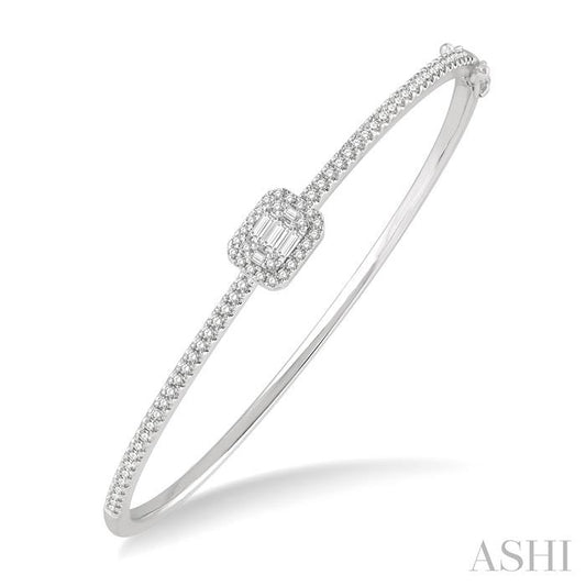 ASHI Emerald Shape Halo Fusion Diamond Fashion Bangle 798C1PPFGWG